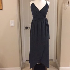 NWT Navy/Marin Polka fits maxi wrap dress